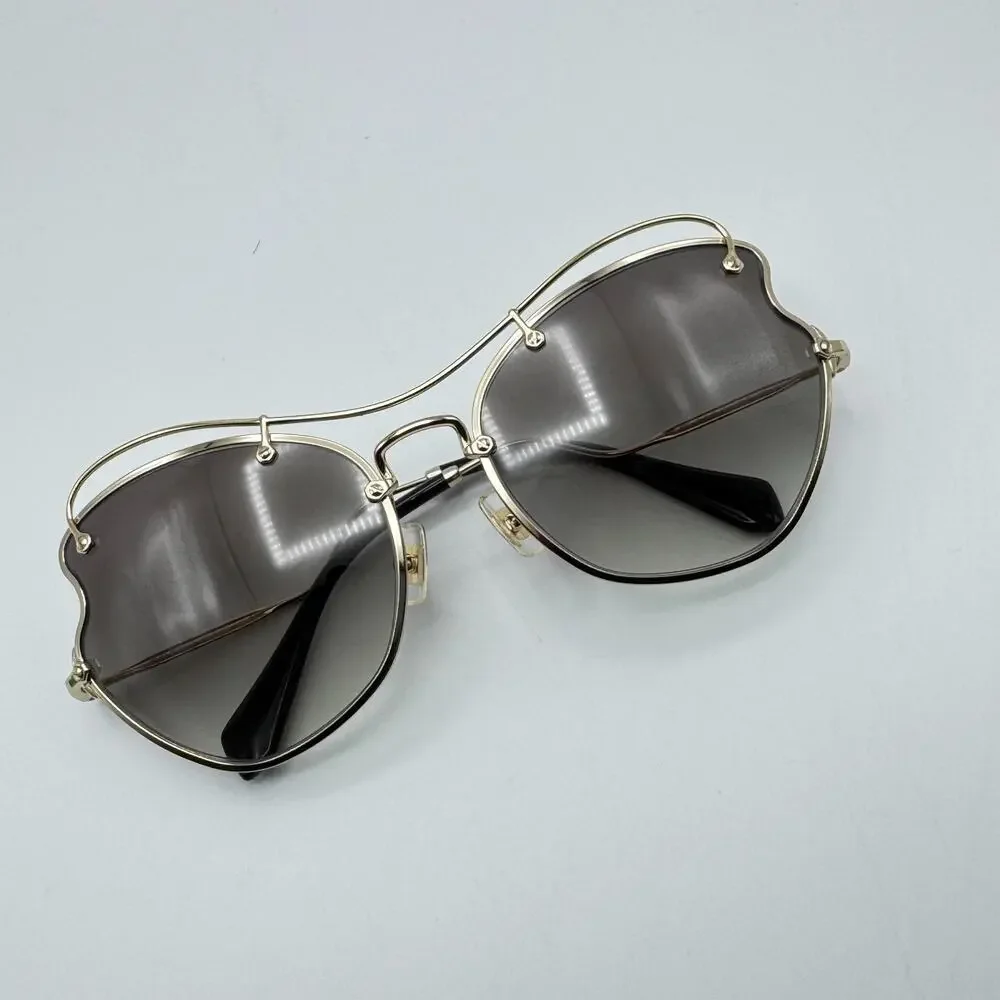 Miu Miu Sunglasses SMU 56R ZVN-0A7 Pale Gold Frame Gradient Lens 61-19-135mm